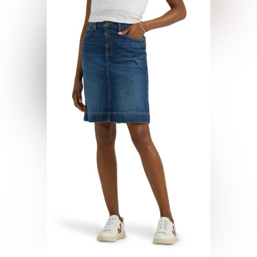 Lee Classic Blue Denim Midi‎ Length Heritage Skirt